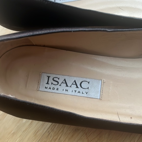 Isaac Mizrahi Brown Satin Kitten Heel, Mink Pom-Pom Embellished Pointy Toe Pumps - Picture 7 of 7